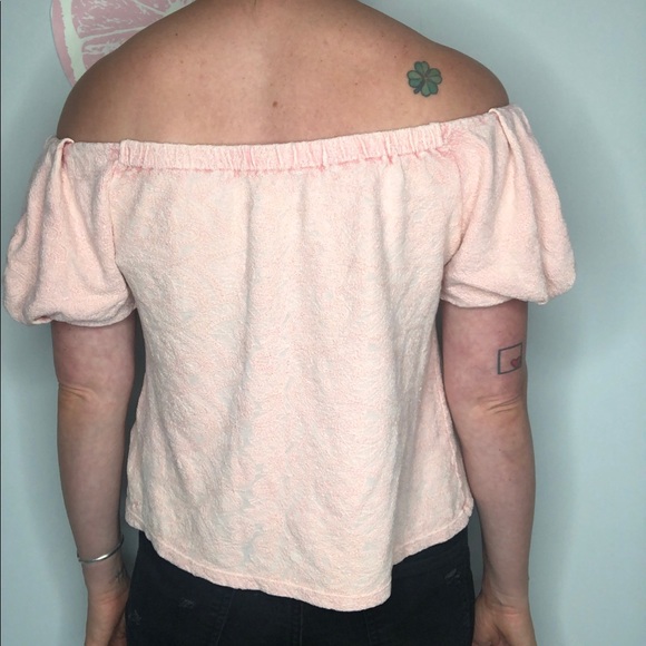 Free People top off shoulder embroidery pink small - Picture 3 of 7